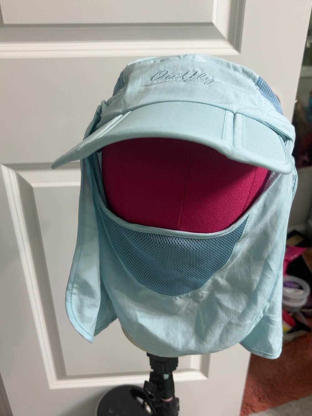 Light Blue Sun Protection  women Hat with Neck Cover – Size L